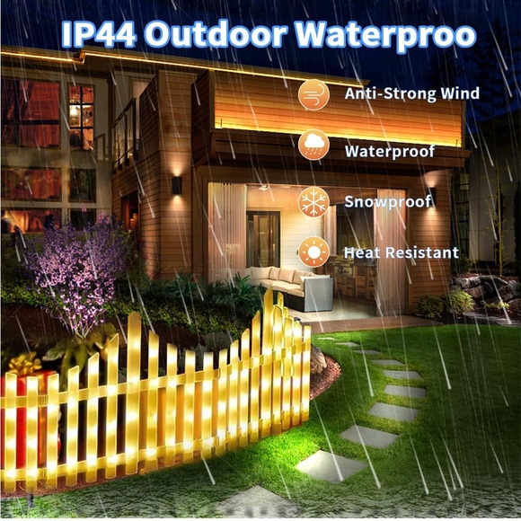 Solar☀️GardenFenceLights💡Outdoor/Inside 110inchesLedLighted💡White Picket Fence - Picture 4 of 8